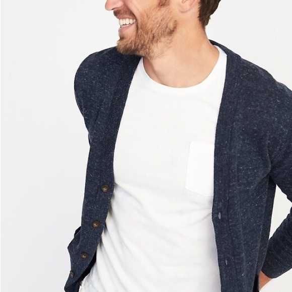Men's Old Navy Large 42 - 44 Cardigan Sweater Blue Long Sleeve V-Neck Front - Picture 2 of 10